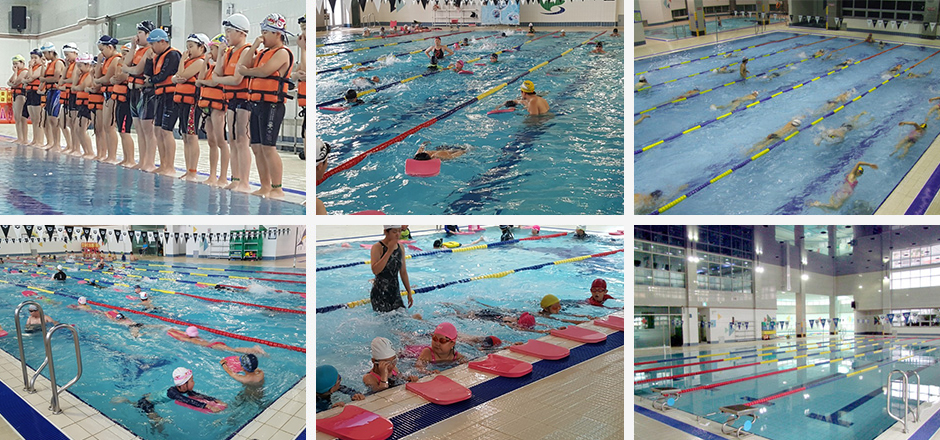 구명조끼와 안전모를 착용하고 준비한다음 물 속에서 수영하거나 배우는 사진